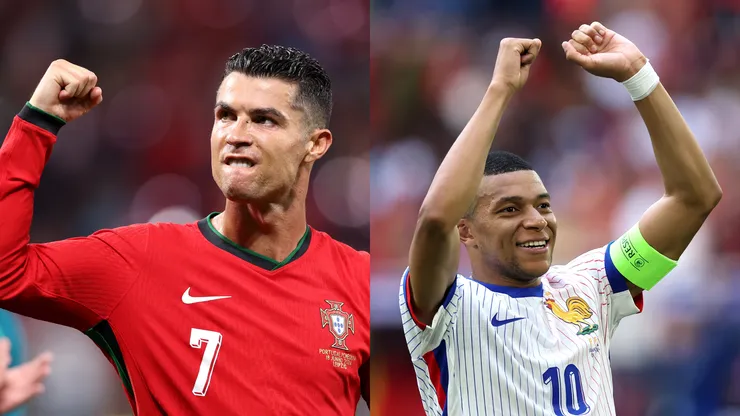 Cristiano Ronaldo (Photo by Alex Livesey/Getty Images) e Mbappé (Photo by Carl Recine/Getty Images)