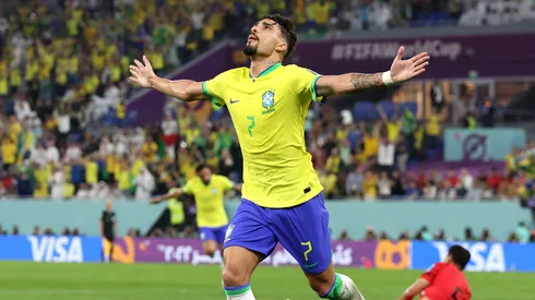 Lucas Paquetá comemorando gol pela Seleção Brasileira
