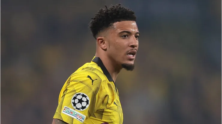 Jadon Sancho, no Borussia Dortmund, observa durante a partida da UEFA Champions League no estádio de Wembley. (Foto: Jonathan Moscrop / Sportimage)