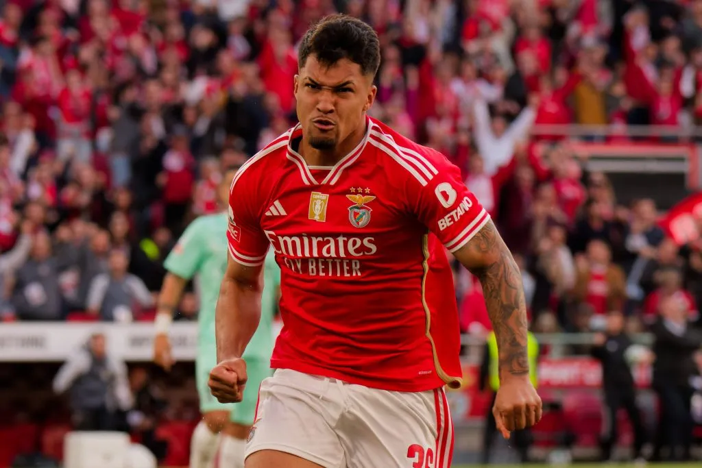 Marcos Leonardo comemora gol marcado pelo Benfica. Foto: IMAGO / Sports Press Photo