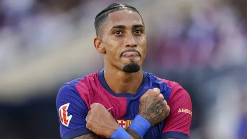 Raphinha marcou três gols na vitória do Barcelona por 7 a 0.