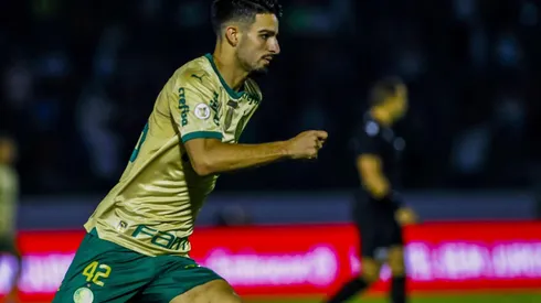 Flaco Lopez durante o duelo entre Palmeiras e Cuiabá pelo Brasileirão, no dia 24 de agosto de 2024. (Associated Press / Alamy Stock Photo)