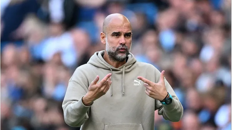 Guardiola em jogo do Manchester City. Foto: Michael Regan/Getty Images