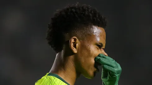 Estêvão, estrela em ascensão do Palmeiras, preocupa torcedores com uma possível transferência em 2025. (Foto: Pedro H. Tesch/Getty Images)