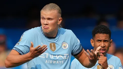 Haaland se movimenta para deixar o Manchester City e se transferir para o Barcelona. (Foto: Andy Rowland)