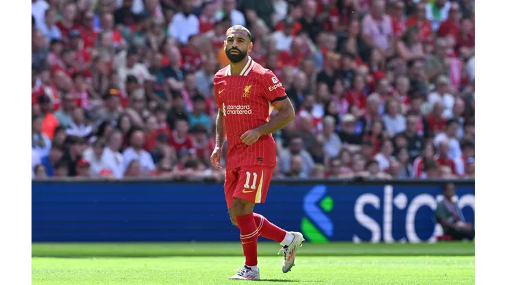 Salah em campo na partida amistosa entre Liverpool e Sevilla, no dia 11 de agosto de 2024. (News Images LTD / Alamy Stock Photo) (Photo by Cody Froggatt/News Images)
