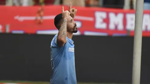 Moisés durante a celebração de seu gol no confronto entre Fortaleza e Criciúma pelo Brasileirão, no dia 10 de agosto de 2024. (SPP Sport Press Photo. / Alamy Stock Photo)