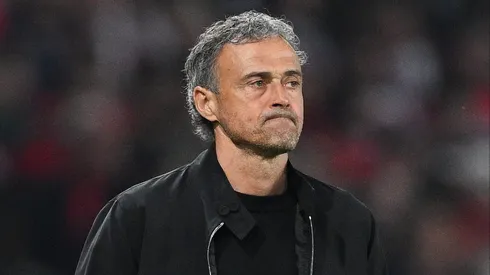 PARIS, FRANCE – MAY 07: Luis Enrique, Head Coach of Paris Saint-Germain, looks on as he reacts during the UEFA Champions League semi-final second leg match between Paris Saint-Germain and Borussia Dortmund at Parc des Princes on May 07, 2024 in Paris, France. (Photo by Matthias Hangst/Getty Images)