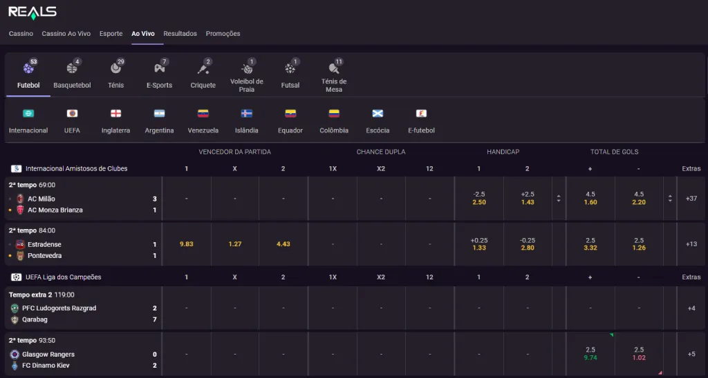 Como são as apostas ao vivo na plataforma