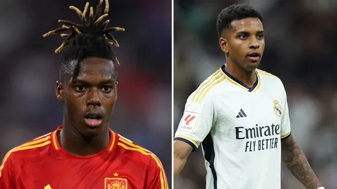 Real Madrid toma decisão oficial sobre negócio envolvendo Nico Williams e Rodrygo. Fotos: Clive Brunskill e Justin Setterfield/Getty Images