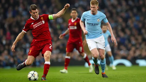 James Milner ex-Liverpool e Kevin De Bruyne atualmente no Manchester City