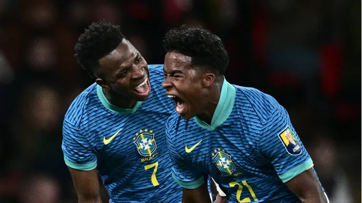 Vini Jr e Endrick celebram gol no Real Madrid