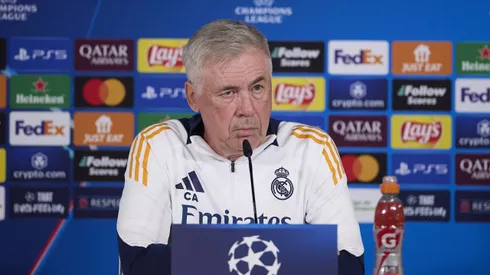 Ancelotti em entrevista pelo Real Madrid.