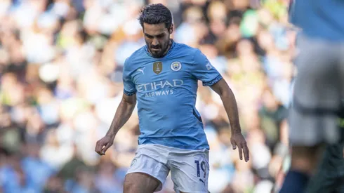 Gundogan, ex-Barcelona, na vitória do Manchester City pela Premier League.