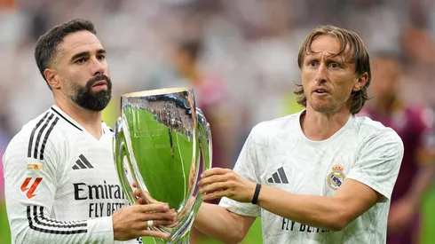 Dani Carvajal e Modric com a taça da Supercopa. Foto: Angel Martinez/Getty Images