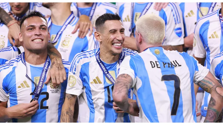 Lautaro, Di Maria e De Paul. O primeiro se tornou alvo do Chelsea (Photo by Carmen Mandato/Getty Images)