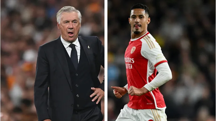 Arsenal oferece Saliba ao Real Madrid e pede titular de Ancelotti em troca. Fotos: Garath Copley e Denis Doyle/Getty Imagens