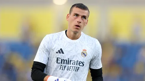 Lunin em jogo do Real Madrid. Goleiro está na mira do Manchester United. Foto: Florencia Tan Jun