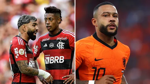 Corinthians tem ajuda de Depay para contratar um grande ídolo do Flamengo; entenda. Fotos: Thiago Ribeiro/AGIF & Dean Mouhtaropoulos/Getty Images