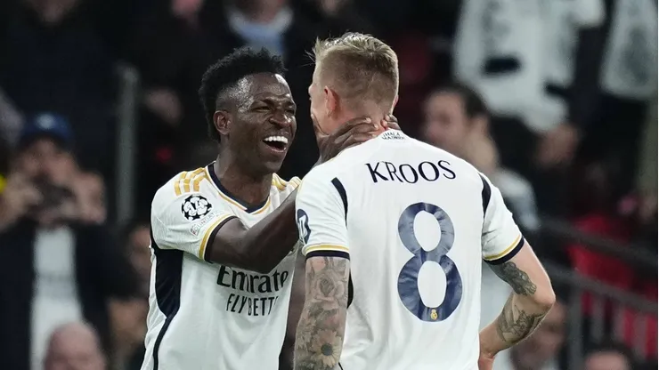 Vini Jr e Toni Kroos atuaram lado a lado pelo Real Madrid na última temporada.