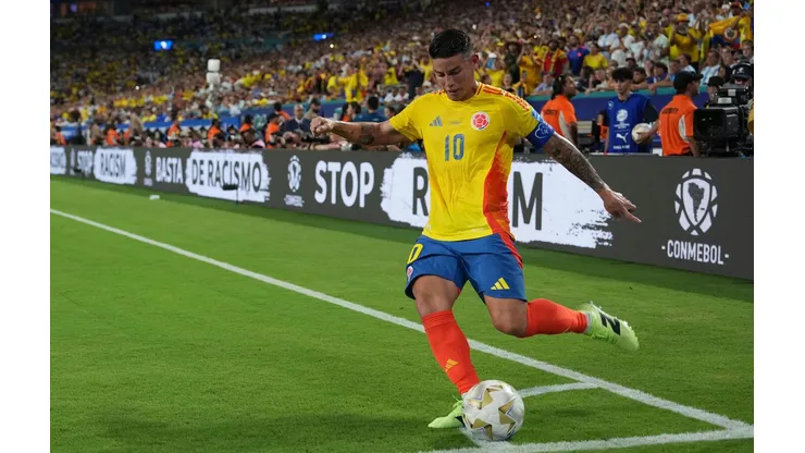 James Rodriguez durante a final da Copa América entre Colômbia e Argentina, no dia 14 de julho de 2024. (Associated Press / Alamy Stock Photo)