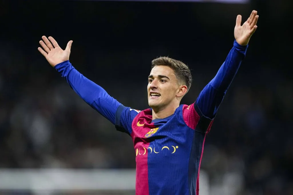 Gavi comemora a vitória do Barcelona contra o Real Madrid. Foto: IMAGO / Zuma Press.