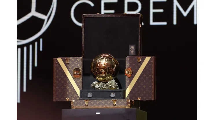 PARIS, FRANCE - Ballon D'Or trophy at the 67th Ballon D'Or Ceremony at Theatre Du Chatelet on October 30, 2023 in Paris, France. (Photo by Pascal Le Segretain/Getty Images)