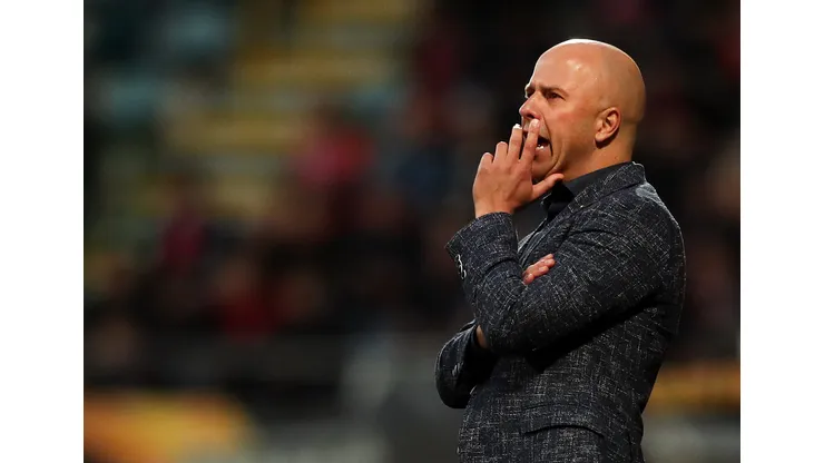 THE HAGUE, NETHERLANDS - OCTOBER 03: Arne Slot, Manager of AZ Alkmaar reacts during the UEFA Europa League group L match between AZ Alkmaar and Manchester United at ADO Den Haag on October 03, 2019 in The Hague, Netherlands. (Photo by Naomi Baker/Getty Images)