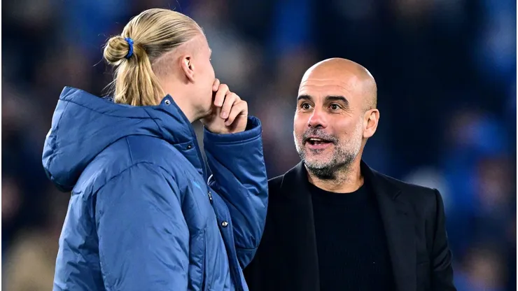 Erling Haaland e Pep Guardiola no Manchester City.