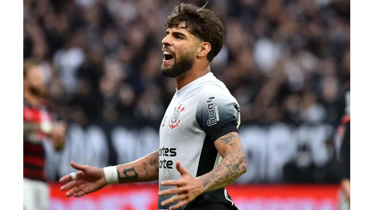 Yuri Alberto lamenta chance perdida na partida entre Corinthians e Flamengo, no dia 20 de outubro de 2024, na Copa do Brasil. (Sipa US / Alamy Stock Photo)