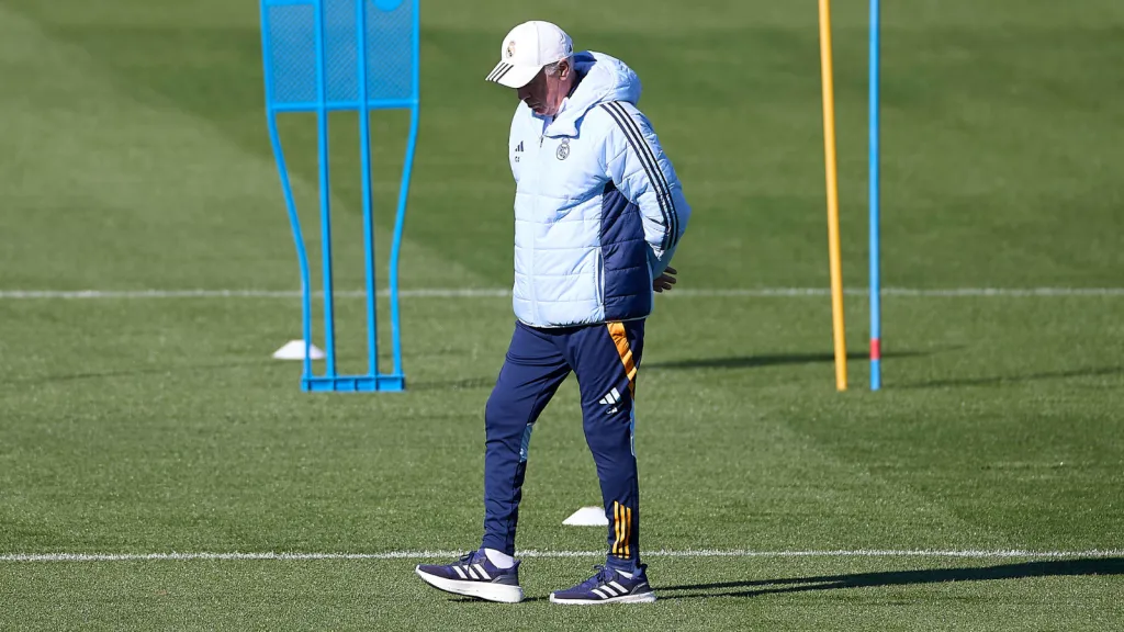 Ancelotti no treinamento do Real Madrid. Foto: IMAGO / ZUMA Press Wire