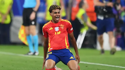 MUNICH, GERMANY - JULY 09: Lamine Yamal of Spain celebrates scoring his team's first goal during the UEFA EURO 2024 Semi-Final match between Spain and France at Munich Football Arena on July 09, 2024 in Munich, Germany. (Photo by Justin Setterfield/Getty Images)