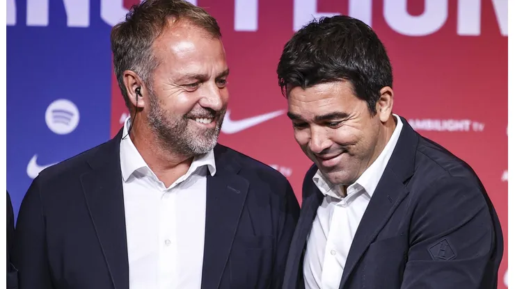 Hansi Flick, treinador do Barcelona e Deco, diretor esportivo. Ele já prepara uma saída em 2025. foto: IMAGO /ZUMA PRESS WIRE