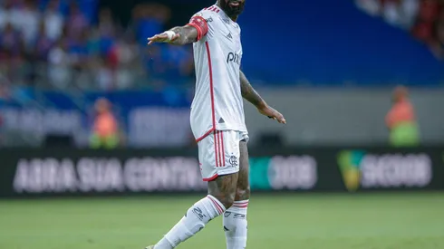 Gérson em ação durante o jogo entre Bahia e Flamengo, no dia 05 de outubro de 2024. (Sipa US / Alamy Stock Photo)
