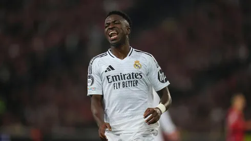 Vinicius Junior lamenta lance durante o duelo entre Lille e Real Madrid pela Champions League, no dia 02 de outubro de 2024. (Associated Press / Alamy Stock Photo)