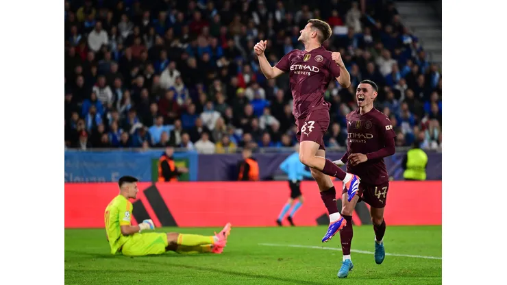 Manchester City em visita ao Slovan Bratislava na Liga dos Campeões (Foto: Christian Bruna/Getty Images)