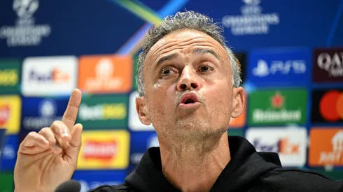 Luis Enrique fica irritado em coletiva de imprensa. Foto: Justin Setterfield/Getty Images