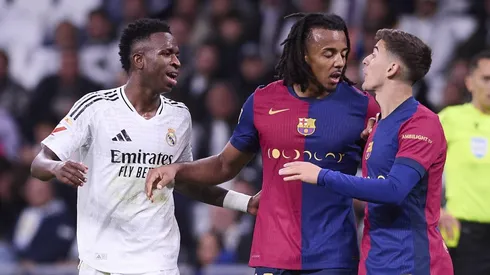 Gavi e Vini Jr discutem em Real Madrid x Barcelona.