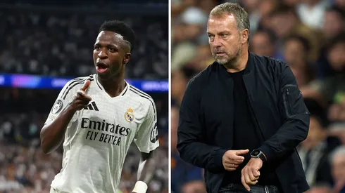 Vinicius Jr e Hansi Flick. Fotos: Denis Doyle e Angel Martinez.