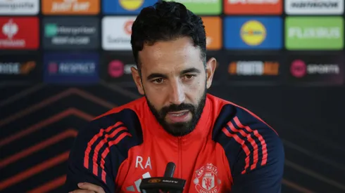 Ruben Amorim em entrevista coletiva pelo Manchester United.