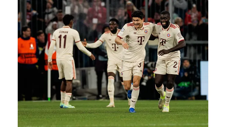 UEFA Champions League: FC Bayern München - FC Paris Saint-Germain 26.11.2024 Jubel zum 1:0 durch Min-Jae Kim FC Bayern München, 3 Dayot Upamecano FC Bayern München, 2 UEFA Champions League: FC Bayern München - FC Paris Saint-Germain, München, Allianz Arena am 26.11.2024 *** UEFA Champions League FC Bayern Munich FC Paris Saint Germain 26 11 2024 Cheers for 1 0 by Min Jae Kim FC Bayern Munich, 3 Dayot Upamecano FC Bayern Munich, 2 UEFA Champions League FC Bayern Munich FC Paris Saint Germain, Munich, Allianz Arena on 26 11 2024 Copyright: xBEAUTIFULxSPORTS/Wunderlx