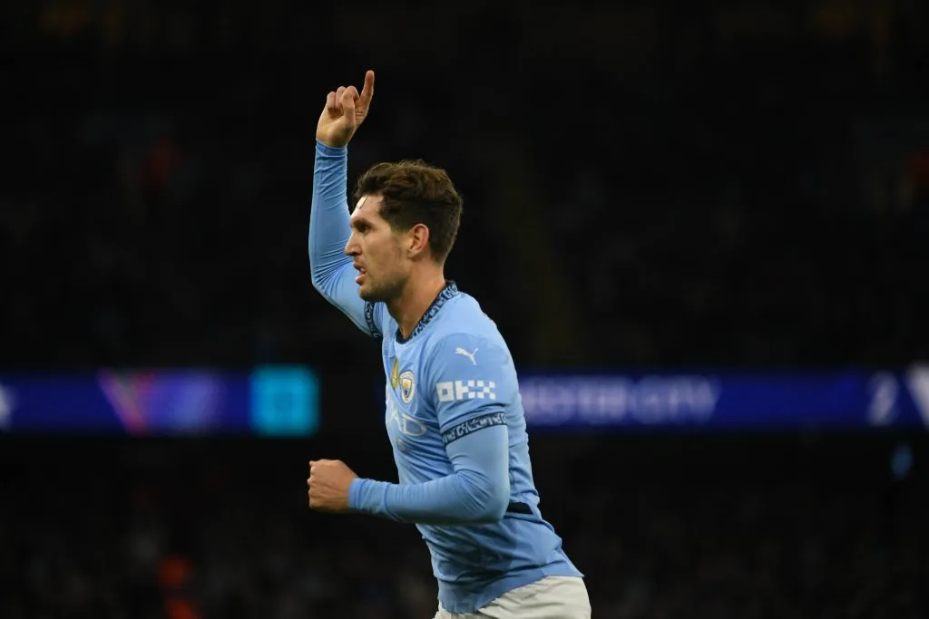 John Stones comemorando gol marcado pela Champions League. Foto: IMAGO / BAWN.