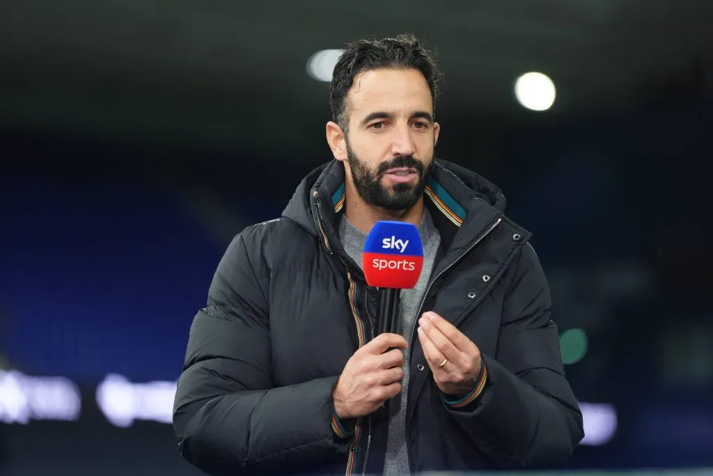 Ruben Amorim em entrevista após o empate na Premier League. Foto: IMAGO / PA Images.