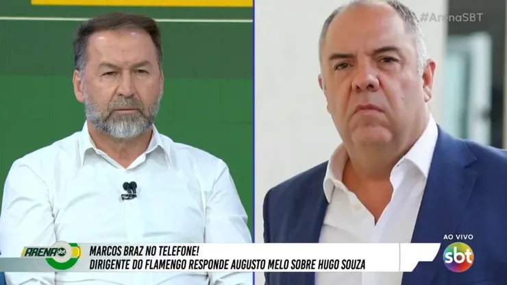 Braz liga para Augusto Melo ao vivo. Foto: Reprodução SBT