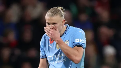 Haaland perde pênalti no Boxing Day. Foto: Alex Pantling/Getty Images