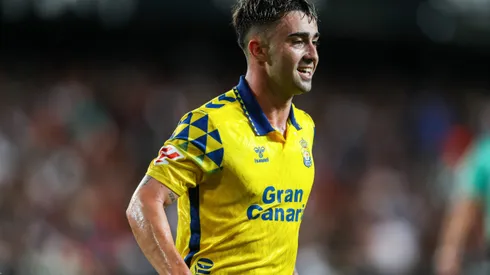 October 21, 2024, Valencia, Valencia, SPAIN: Alberto Moleiro of Las Palmas celebrates a goal during the Spanish league, La Liga EA Sports, football match played between Valencia CF and UD Las Palmas at Mestalla stadium on October 21, 2024, in Valencia, Spain. Valencia SPAIN – ZUMAa181 20241021_zaa_a181_166 Copyright: xIvanxTerronx