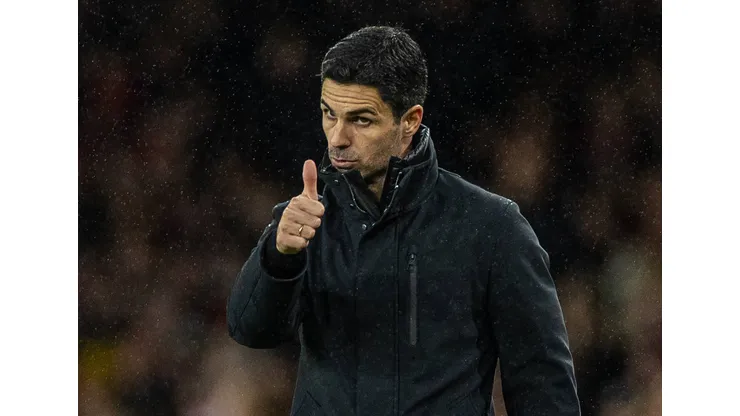 Football - FA Premier League - Arsenal FC v Nottingham Forest FC LONDON, ENGLAND - Saturday, November 23, 2024: Arsenal s manager Mikel Arteta gives a thumbs-up during the FA Premier League match between Arsenal FC and Nottingham Forest FC at the Emirates Stadium. Photo by David Rawcliffe/Propaganda LONDON Emirates Stadium GREATER LONDON ENGLAND PUBLICATIONxNOTxINxUK Copyright: xDavidxRawcliffex P2024-11-23-Arsenal_Notts_Forest-37