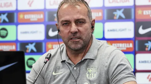 November 22, 2024, Sant Joan Despi, Barcelona, SPAIN: Hansi Flick, head coach of FC Barcelona, Barca attends his press conference, PK, Pressekonferenz during the training day of FC Barcelona ahead the Spanish League, La Liga EA Sports, football match against RC Celta at Ciudad Esportiva Joan Gamper on November 22, 2024 in Sant Joan Despi, Barcelona, Spain. Sant Joan Despi SPAIN - ZUMAa181 20241122_zaa_a181_022 Copyright: xJavierxBorregox