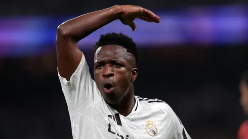 Vini Jr marcou o único gol do Real Madrid contra o Milan, na Champions League.
