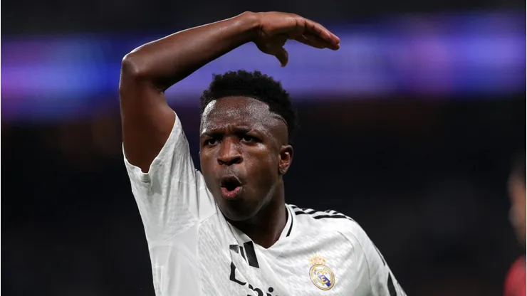 Vini Jr marcou o único gol do Real Madrid contra o Milan, na Champions League.